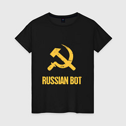 Футболка хлопковая женская Atomic Heart: Russian Bot, цвет: черный