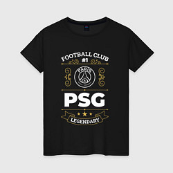 Футболка хлопковая женская PSG FC 1, цвет: черный