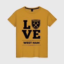 Футболка хлопковая женская West Ham Love Классика, цвет: горчичный