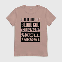 Футболка хлопковая женская Девиз последователей Кхорна для светлого фона, цвет: пыльно-розовый