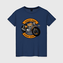 Футболка хлопковая женская Moto-sport Мотоцикл, цвет: тёмно-синий