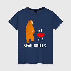 Футболка хлопковая женская Bear Grills Беар Гриллс, цвет: тёмно-синий