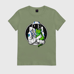 Женская футболка Космонавт с инопланетным котом
