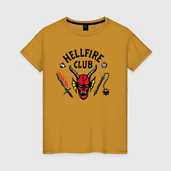 Футболка хлопковая женская Hellfire Club Stranger Things 4, цвет: горчичный