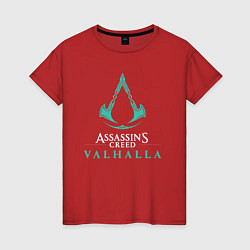 Футболка хлопковая женская Assassins creed valhalla, цвет: красный