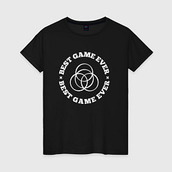 Футболка хлопковая женская Символ Elden Ring и круглая надпись Best Game Ever, цвет: черный
