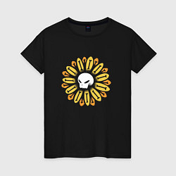 Футболка хлопковая женская Череп Подсолнух Sunflower Skull, цвет: черный