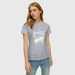 Футболка хлопковая женская Draw white logo - Ant, цвет: меланж — фото 2