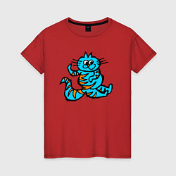 Футболка хлопковая женская Синий котенок, цвет: красный
