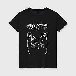Футболка хлопковая женская Architects Рок кот, цвет: черный