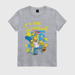 Футболка хлопковая женская The SimpsonsСемейка Симпсонов, цвет: меланж