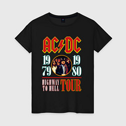 Футболка хлопковая женская ACDC HIGHWAY TO HELL TOUR, цвет: черный