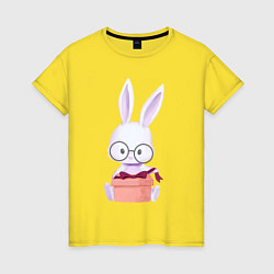 Женская футболка Милый Крольчонок В Очках С Подарком