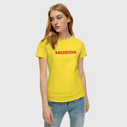 Футболка хлопковая женская HONDA ХОНДА LOGO спина, цвет: желтый — фото 2