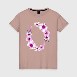Женская футболка Цветы Венок Из Розовых Гибискусов