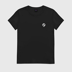 Футболка хлопковая женская Chaoseum White Logo спина, цвет: черный