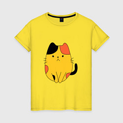 Футболка хлопковая женская CUTE LONELY CAT, цвет: желтый