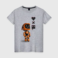 Футболка хлопковая женская Оранжевый робот с логотипом LDR, цвет: меланж