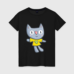 Женская футболка Детский рисунок - котик