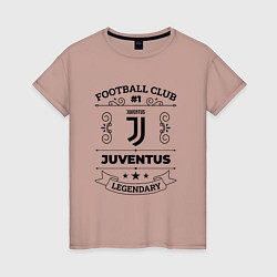 Футболка хлопковая женская Juventus: Football Club Number 1 Legendary, цвет: пыльно-розовый