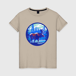 Женская футболка Лось в лесу Blue