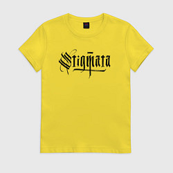 Футболка хлопковая женская Stigmata логотип, цвет: желтый