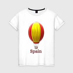 Футболка хлопковая женская 3d aerostat Spanish flag, цвет: белый