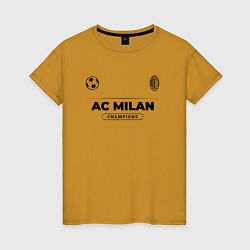 Футболка хлопковая женская AC Milan Униформа Чемпионов, цвет: горчичный