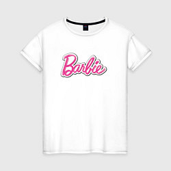 Футболка хлопковая женская Barbie logo, цвет: белый