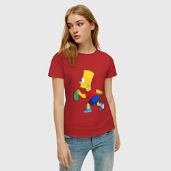 Футболка хлопковая женская Барт Симпсон принт, цвет: красный — фото 2