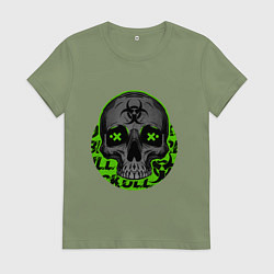 Футболка хлопковая женская SKULL TOXIC, цвет: авокадо
