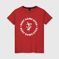 Футболка хлопковая женская Символ Doom и круглая надпись Best Game Ever, цвет: красный