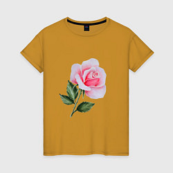 Футболка хлопковая женская Gentle Rose, цвет: горчичный