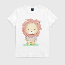 Женская футболка Милый Львёнок На Лужайке