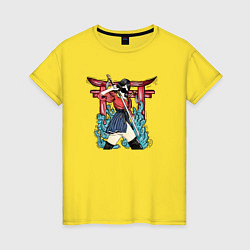 Женская футболка Девушка - самурай