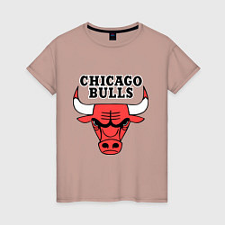 Футболка хлопковая женская Chicago Bulls, цвет: пыльно-розовый