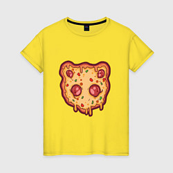 Футболка хлопковая женская Пицца панда, цвет: желтый