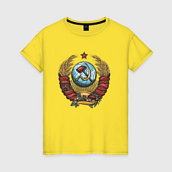 Футболка хлопковая женская Серп и молот СССР, цвет: желтый