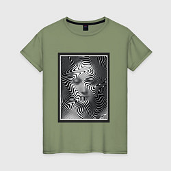 Женская футболка Женский портрет - оптическая иллюзия