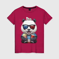 Женская футболка Прикольный панда с попкорном и колой