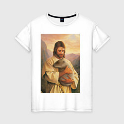 Женская футболка Иисус и капибара