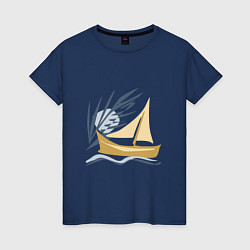 Женская футболка Парусник в океане
