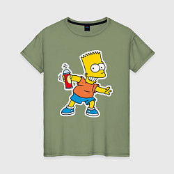 Женская футболка Барт Симпсон с баплончиком для граффити