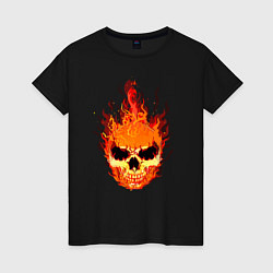 Женская футболка Огненный злой череп
