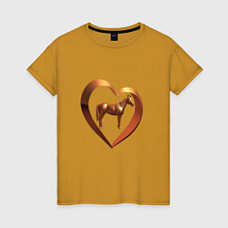 Женская футболка Золотая лошадь в сердечке