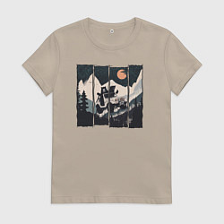 Женская футболка Оранжевая луна и лесное ралли