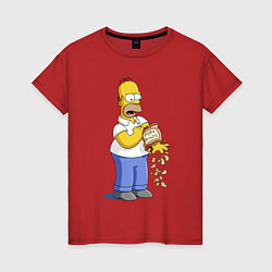 Женская футболка Гомер Симпсон рассыпал свиные шкварки