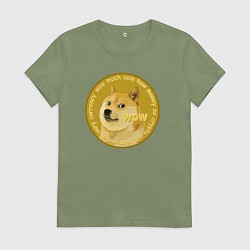 Женская футболка Иронизирующая монета с Доге