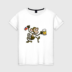 Женская футболка Обезьянка с пивом