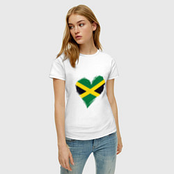 Футболка хлопковая женская Сердце - Ямайка, цвет: белый — фото 2